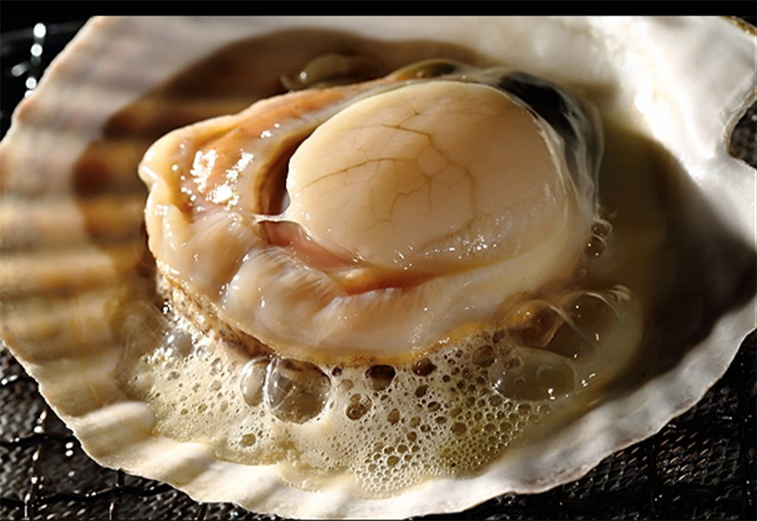 北海道のホタテ焼き、フルーツナタデココドリンク